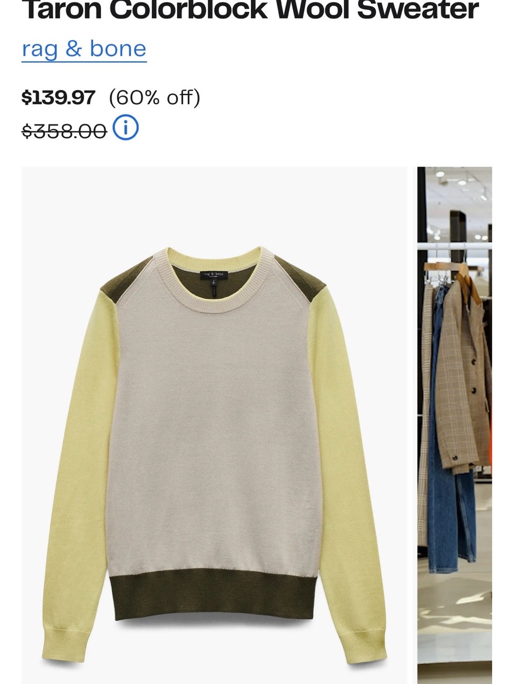 rag & bone Taron Colorblock Wool Sweater